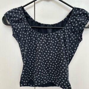 Brandy Melville navy blue floral top